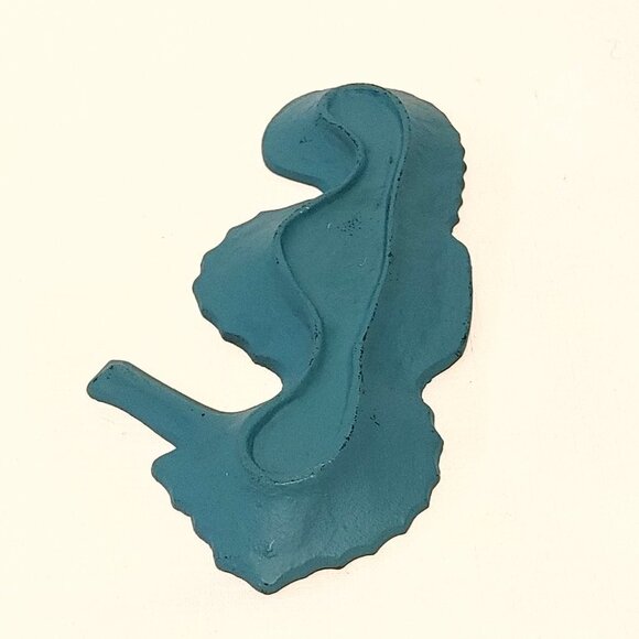 CUTE CAST IRON SEAHORSE TRINKET DISH TEAL - Picture 7 of 7